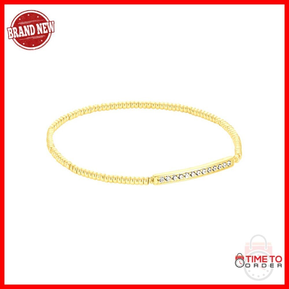 Gold Plated Brass Stretch Bracelet Elegant Minimal Chic Stackable Jewelry